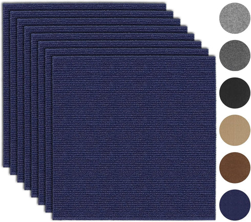 10Pcs Carpet Tiles Peel and Stick, 12 x 12 Non-Slip Waterproof Carpet Floor Tile for Living Room