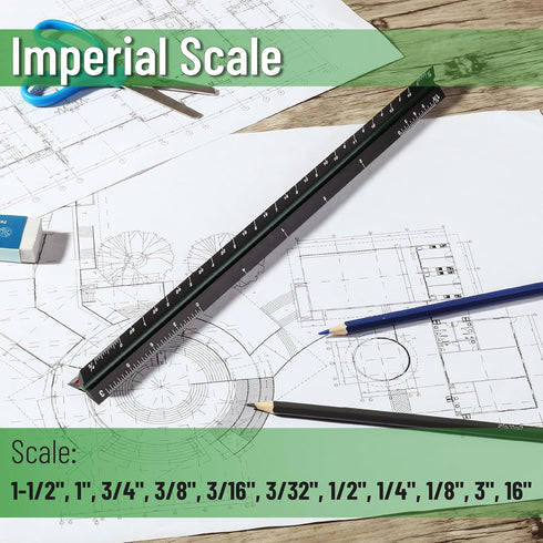 Mr. Pen Architectural Scale, 12 Inch Black Scale Ruler for Contractors and Architects