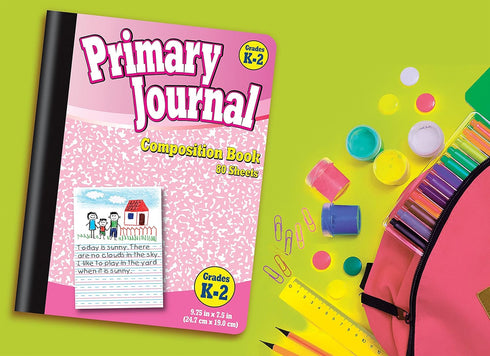 Better Office Products Primary Journal, Hardcover, 4 Fun Colors, Primary Composition Book, 80 Sheets, 9.75" x 7.5", 4