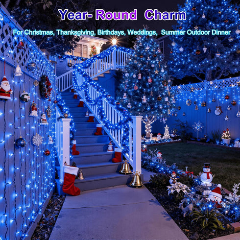 1500LED 470ft 12 Dimmable, Christmas Lights Outdoor Use, Modes Blue LED String Lights with Timer Waterproof Christmas