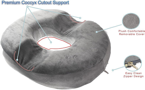 5 STAR SUPER DEALS Tailbone Orthopedic Donut Seat Cushion Memory Foam Cushion - & Coccyx Pillow - Pain Relief