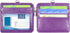 Wisdompro 2-Sided PU Leather ID Badge Holder with Zip, 1 ID Window, 4 Card Slots, 20 Inch Lanyard Strap - Purple