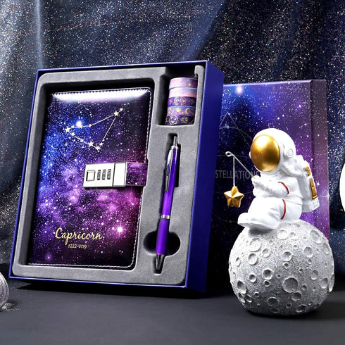 Starry Constellation Lock Diary Set - Gift Box with Pen & Tapes for Kids, Girls, Boys, Luxury Travel Writing Diary