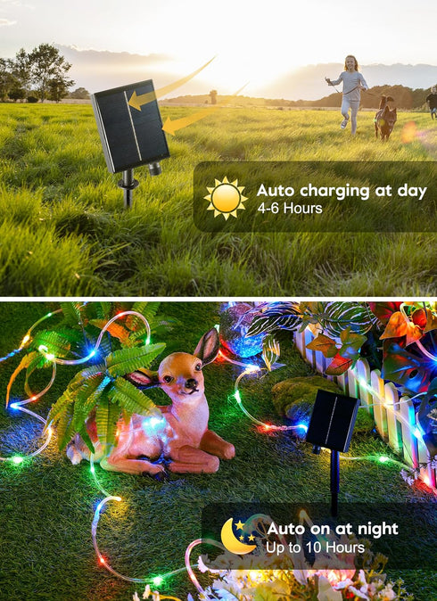 18 39FT 100 Brightown Solar String Lights Outdoor Waterproof, Colors Changing Fairy Rope Light Solar Powered