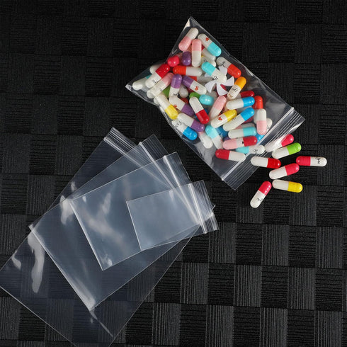 4 Sizes 100 Pack Clear Reclosable Zipper Storage Bags - Resealable Lock Seal Zipper for Jewelry and Vitamins