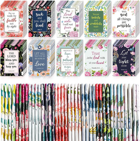 CHENGU 50 Pcs Bible Verse Notebook, Christian Journals Bulk, Inspirational Notepads for Women Men, Pocket Office School