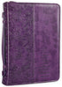 Christian Art Gifts Women's Fashion Bible Cover Faith Hebrews 11:1, Purple Paisley Faux Leather, XL