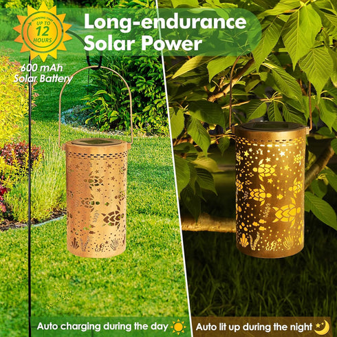 Fabuday Sea Turtle Outdoor Solar Lantern, Waterproof Hanging Solar Power Lights for Garden Decor and Yard Gifts