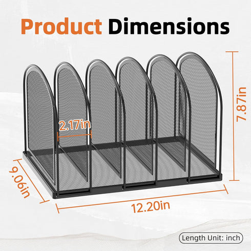 SUPEASY Black 5-Section Mesh File Organizer, Upright Desktop Organizer, File Sorter for Office Supplies