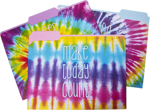 Graphique "Tie Dye" File Folder Set – Includes 9 Folders and 3 Unique Go-Getter Designs, Embellished w/Gold Foil on