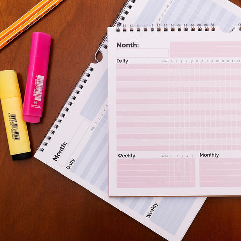 HADIGU Habit Tracker Calendar, Undated 12 Month with Spiral Bound and Hanger, A4 size (8.3"x11.7")