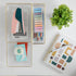 Martha Stewart Kerry Plastic Stackable Office Desk Drawer Organizers, Set of 5 with Gold Trim