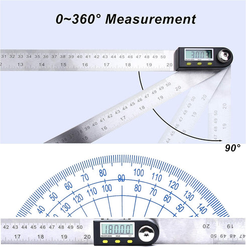 Yangoutool Digital Angle Ruler, 20inches/500mm Stainless Steel Digital Angle Finder and Protractor for Woodworking