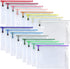 Oaimyy 16 Pcs Plastic Mesh Zipper Pouch Document Folders - Zip File Bags for Office Supplies, Home, Travel Storage