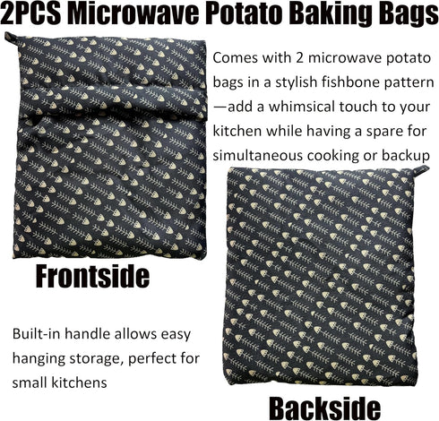 2-Packs 4 Potato Microwave Bag - Reusable Pouch and Potato Cooker for Perfect Potatoes in Minutes