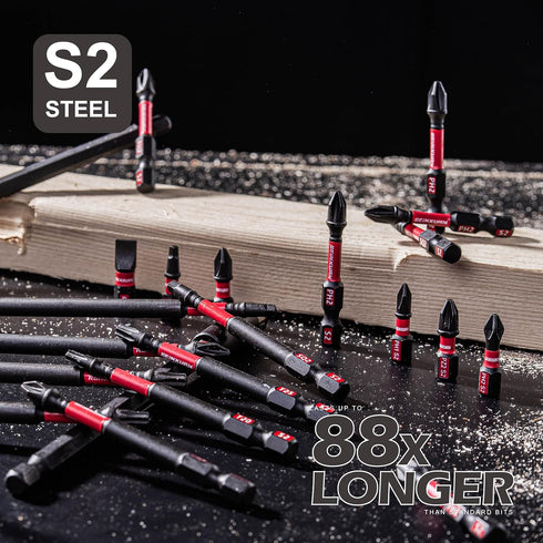Impact Tough Magnetic Mixed 23Pack Insert Driver Bits, S2 Alloy Steel Screwdriver Power Bits Set with Magnetic Bit