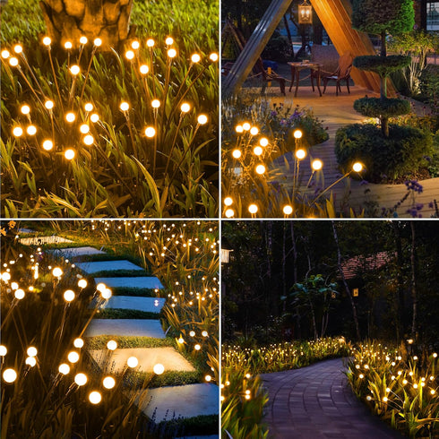 4 Pack 32 2 BrizLabs Solar Garden Lights, LED Solar Powered Firefly Lights, Modes Swaying Light, Waterproof Globe