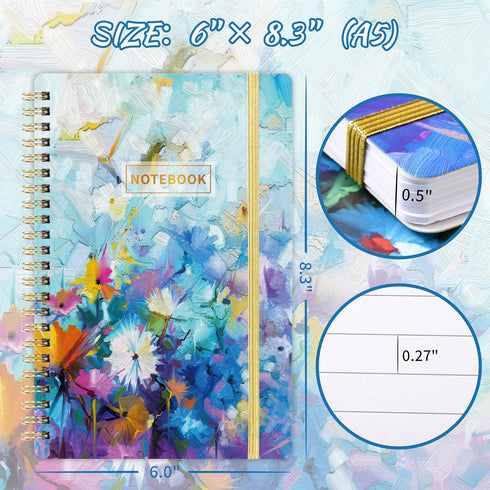 Spiral Notebook, 3 Pack A5 Ruled Journal, 8.3'' × 6'', 3 × 160 Pages for School & Home