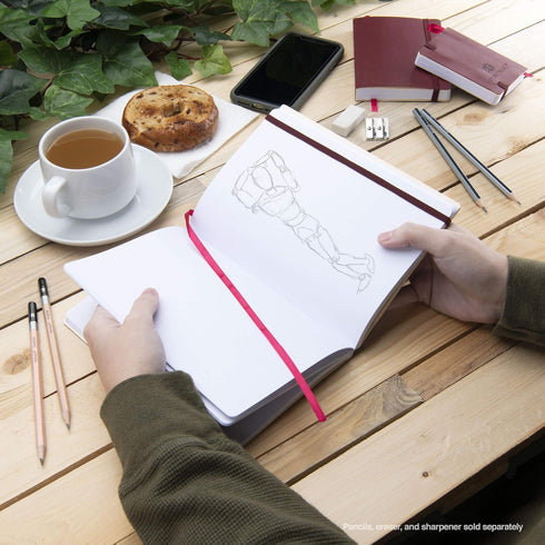 Pentalic 3" x 4" Pocket Sketchbook Traveler Journal, 160 Pages, Burgundy