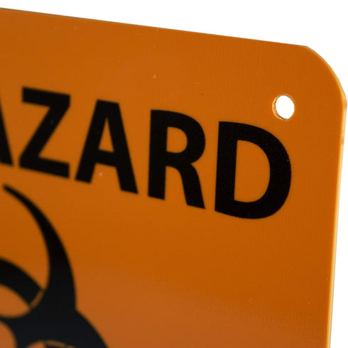 NMC S93R BIOHAZARD Sign, "AUTHORIZED PERSONNEL ONLY", 7" x 7", Plastic, Black Text on Orange