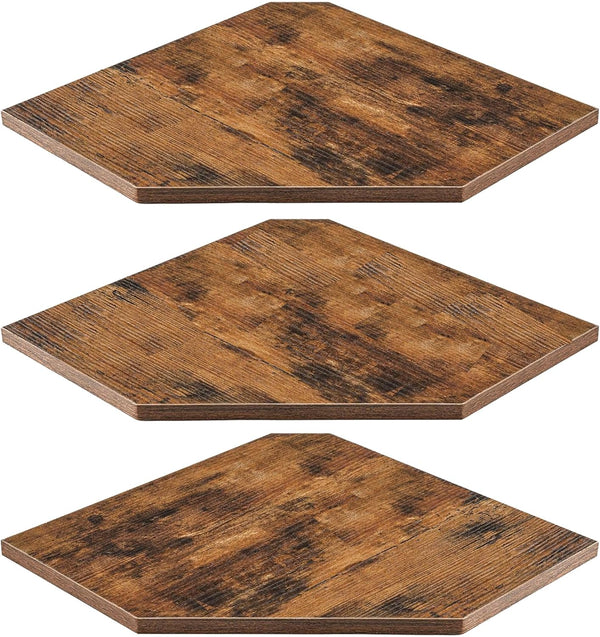 SUYU Set of 3 Floating Corner Shelves, 11.8" Rustic Wood Corner Shelf Wall