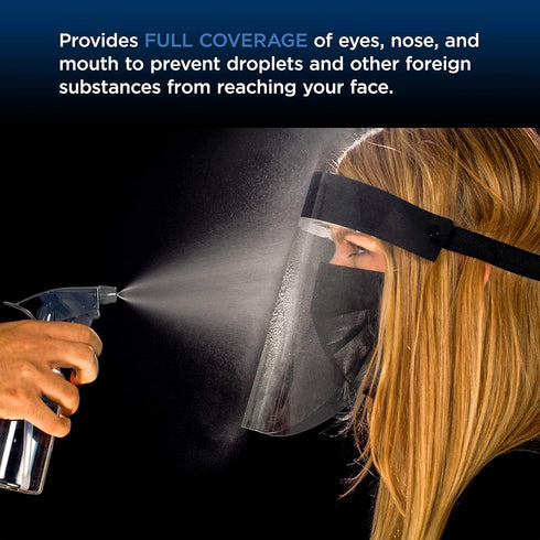 (Pack 4) Salon World Safety Black Face Shields - Ultra Clear Protective Full Face Shields to Protect Eyes, Nose