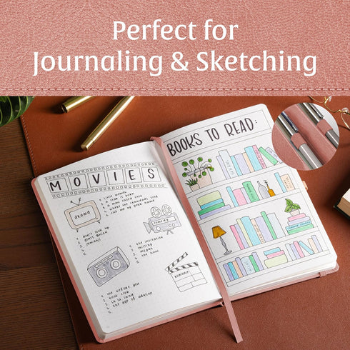 BEECHMORE BOOKS Dotted Journal Bullet Notebook, 8.3 x 5.8 inch, 112 Dotted Pages, Hardcover, Gifts Box Included