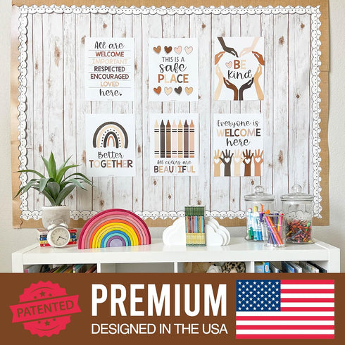 Hadley Designs Diversity Posters for Classroom – 6 Inclusive Everyone Is Welcome Decor, Neutral Multicultural Kindness