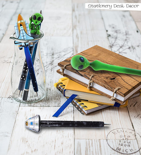 Space Collection Novelty Pen - Kids and Adults Office Supplies Ballpoint Pen, Space Shuttle and Alien Design