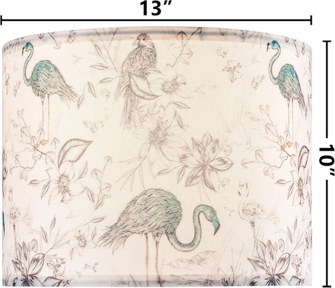 13" 13" 10" Printing Flamingo Drum Lamp Shade Medium Table Lampshade, Top x Bottom x High(Spider), Ideal