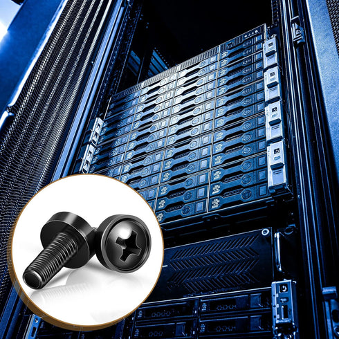 100 Pack M6 x 13 mm Rack Mount Cage Nuts, Screws, and Washers for Audio Server Console Mounting, Stainless Steel