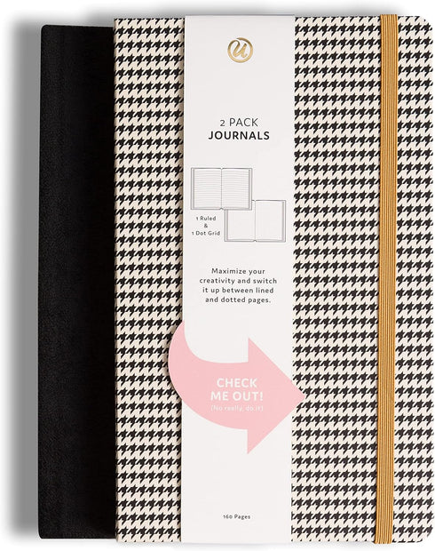 U Brands Heritage Print and Black Suede Journal, 8.25 x 5 Inches, 160 Pages, 2 Count
