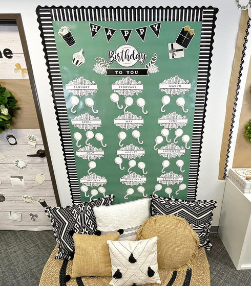 Carson Dellosa 62-Piece Farmhouse Classroom Birthday Calendar Bulletin Board Set with Happy Birthday Banner and Cutouts