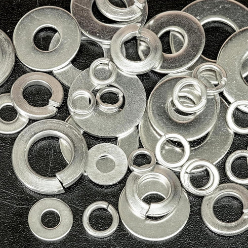 NEIKO 50400A Stainless Steel Lock and Flat Washer Assortment - 350 Piece Set, 12 Different Sizes in Spring Lock and
