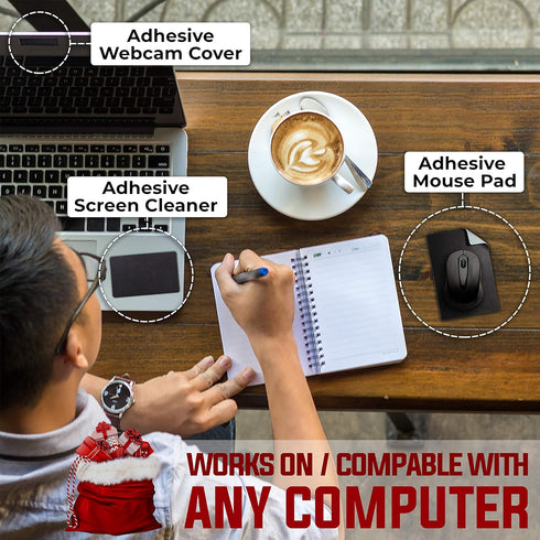 Mouse Pad with Adhesive Bottom, Sticks to Any Surface, Portable with Webcam Covers and Screen Cleaner Included (Blank