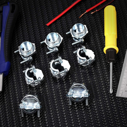 Clamp Type Cable Connector for Metallic Conduit - Protect Cables, Electric Wires, Electrical Box (Silver Zinc, 4