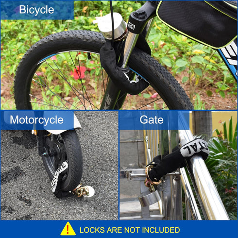 2.5FT 3/8" Heavy Duty Security Chain, x Thick Hardened Steel Cut Proof Anti-Theft Lock Chain for Motorcycles, Bikes