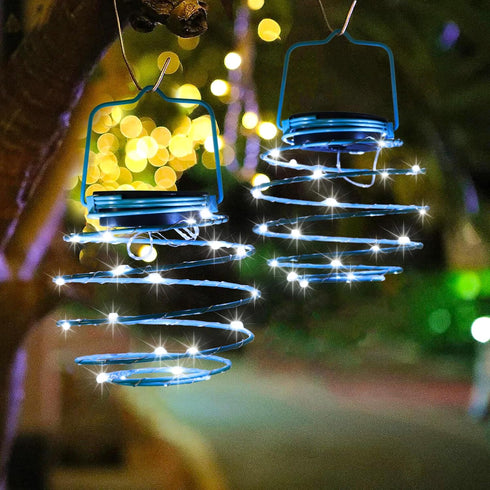 Solar Spiral LED Lanterns, Solar Garden Lights Outdoor Decorative Hanging Lights, Waterproof Pendant Light for Garden