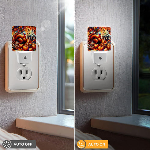 Jahiona White,0.5W LED Night Light Lamp with Smart Sensor Dusk to Dawn Sensor,Artistic of Thanksgiving Turkey Blobism