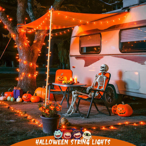 4 Pack 50 16.5ft 8 JMEXSUSS LED Battery Operated String Lights Orange, Each Halloween String Lights with Timer, Modes
