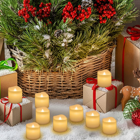 SR ESSENTIALS 12Pcs Flickering Flameless Tea Lights Candles Battery Operated, Fake Electric LED Tea Lights for Ramadan