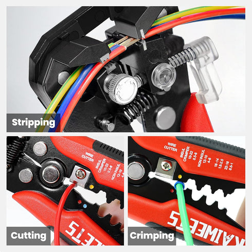 KAIWEETS Self Adjusting Wire Stripper - 3 in 1 Heavy Duty Tool for 10-24 AWG Wire Cutting