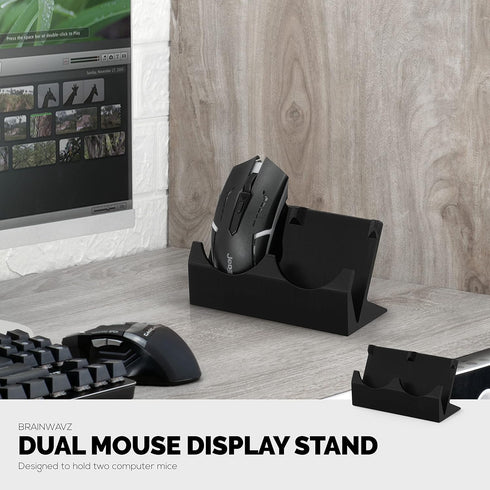 BRAINWAVZ Desktop Dual PC Mouse Stand Holder - Suitable for Gaming & Office Mice, Organize Your Work Space