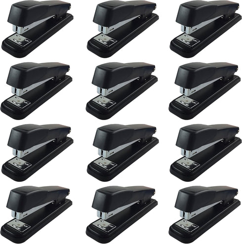 Clipco Stapler Black Full Desk Size with 2000 Staples (12-Pack)