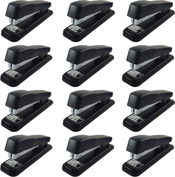 Clipco Stapler Black Full Desk Size with 2000 Staples (12-Pack)