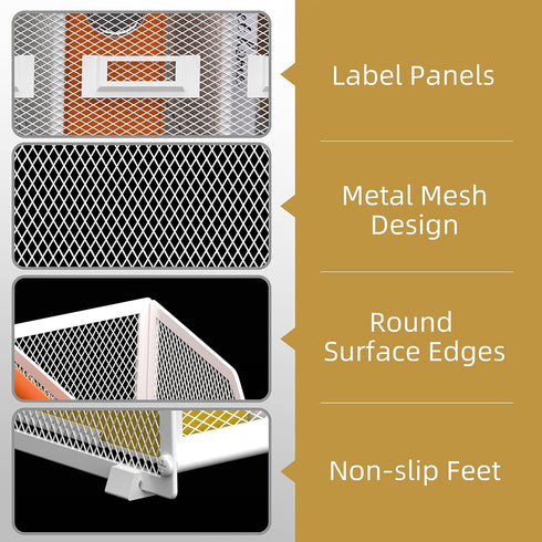 DALTACK Desk Organizers Magazine Binder Folder Holder with 5 Vertical Compartments, Metal Mesh, White