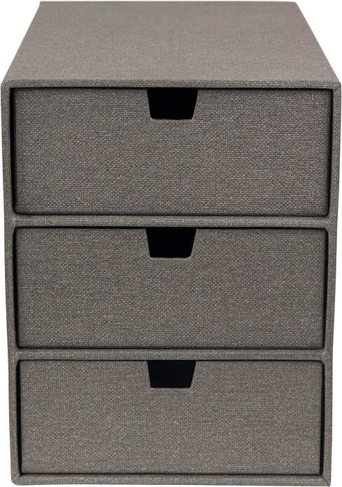 Bigso Box of Sweden Ingrid 3-Drawer Desk Organizer, Durable Stackable Fiberboard Drawers for Office Supplies, 6.3" x
