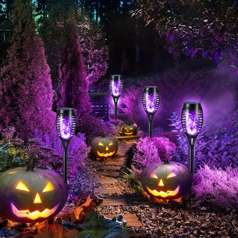 6 Pack Toodour Solar Torch Flame Lights, Solar Lights Outdoor with Flickering Flame, Waterproof Solar Pathway Lights