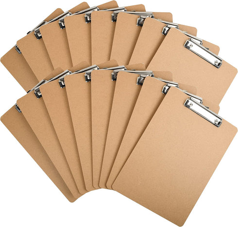 Happyhapi 16 Pack Clipboards - Letter Size 9" x 12.5" Eco-Friendly Wood Clip Boards for Office Supplies