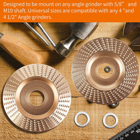 Upgraded 3PCS Wood Carving Disc Set for 4" or 4 1/2" Angle Grinder, Grinding Wheel Shaping Disc for Wood Cutting